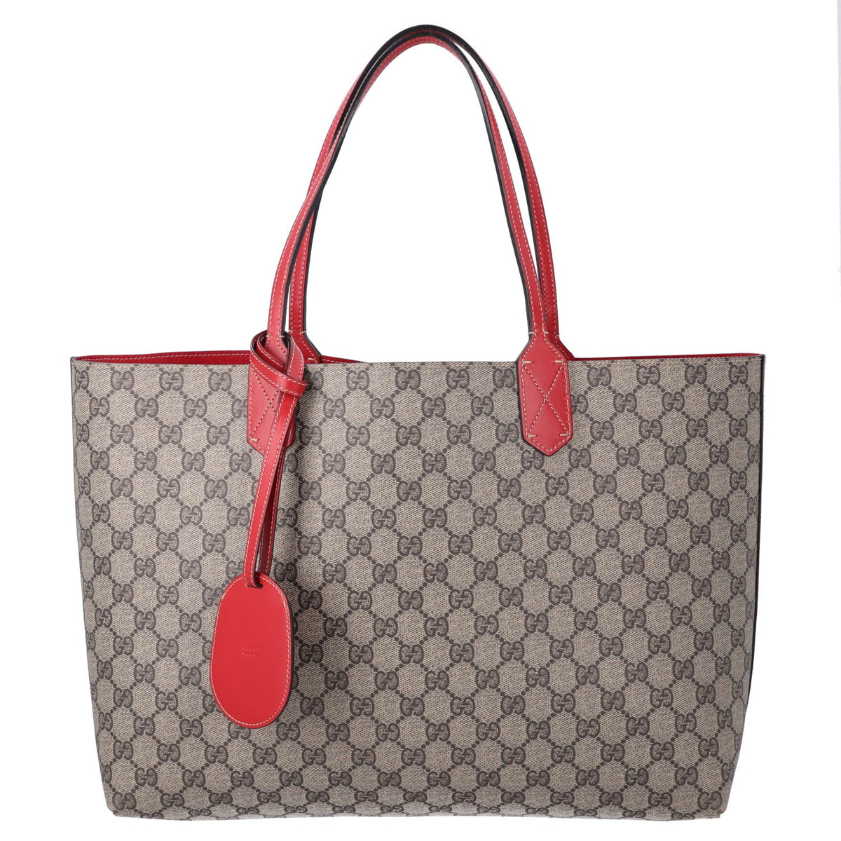 GG Supreme Monogram Medium Reversible Tote Beige Red