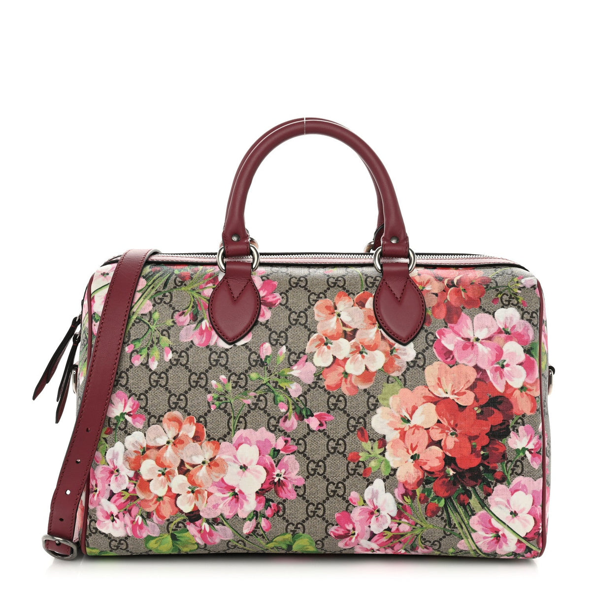 GG Supreme Monogram Blooms Medium Boston Beige Multicolor Dry Rose