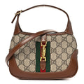 GG Supreme Monogram Azalea Calfskin Web Mini Jackie 1961 Hobo Beige Ebony Brown Sugar