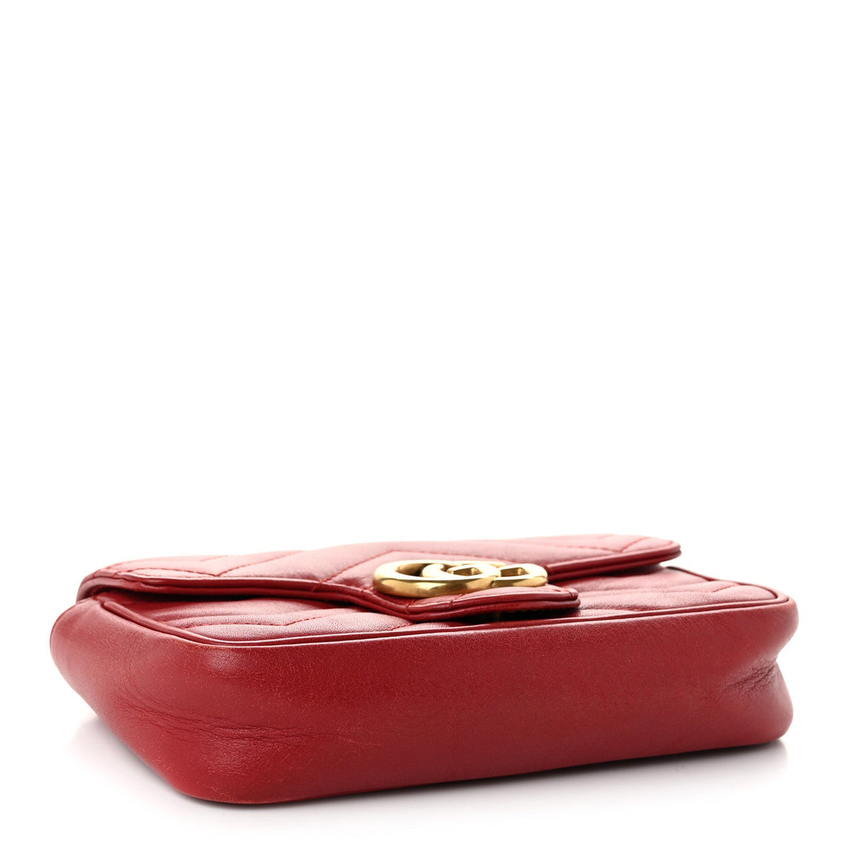 Calfskin Matelasse Super Mini GG Marmont Shoulder Bag Hibiscus Red