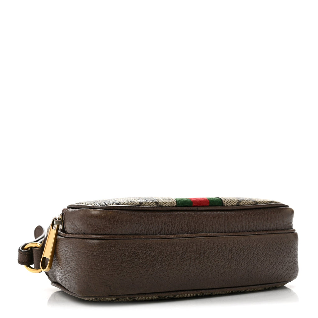 GG Supreme Monogram Textured Dollar Calfskin Web Mini Ophidia Convertible Shoulder Bag Beige Ebony New Acero
