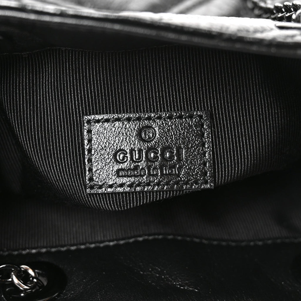 Calfskin Matelasse Monochrome Nano GG Marmont Bucket Bag Black