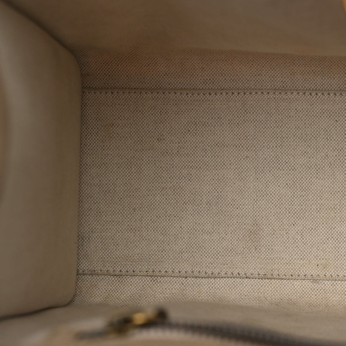 GG Supreme Monogram Textured Dollar Calfskin Small Retro Interlocking G Tote Bag Beige Mystic White Oatmeal