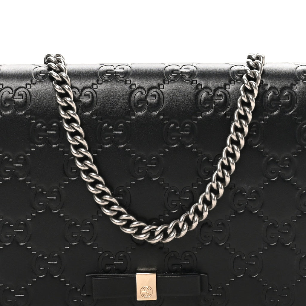 Guccissima Signature Bowy Chain Wallet Black