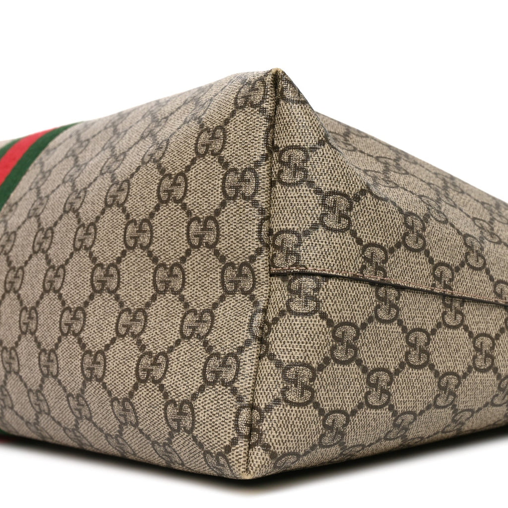 GG Supreme Monogram Medium Ophidia Shopping Tote Brown