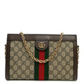 GG Supreme Monogram Web Small Ophidia Chain Shoulder Bag Brown