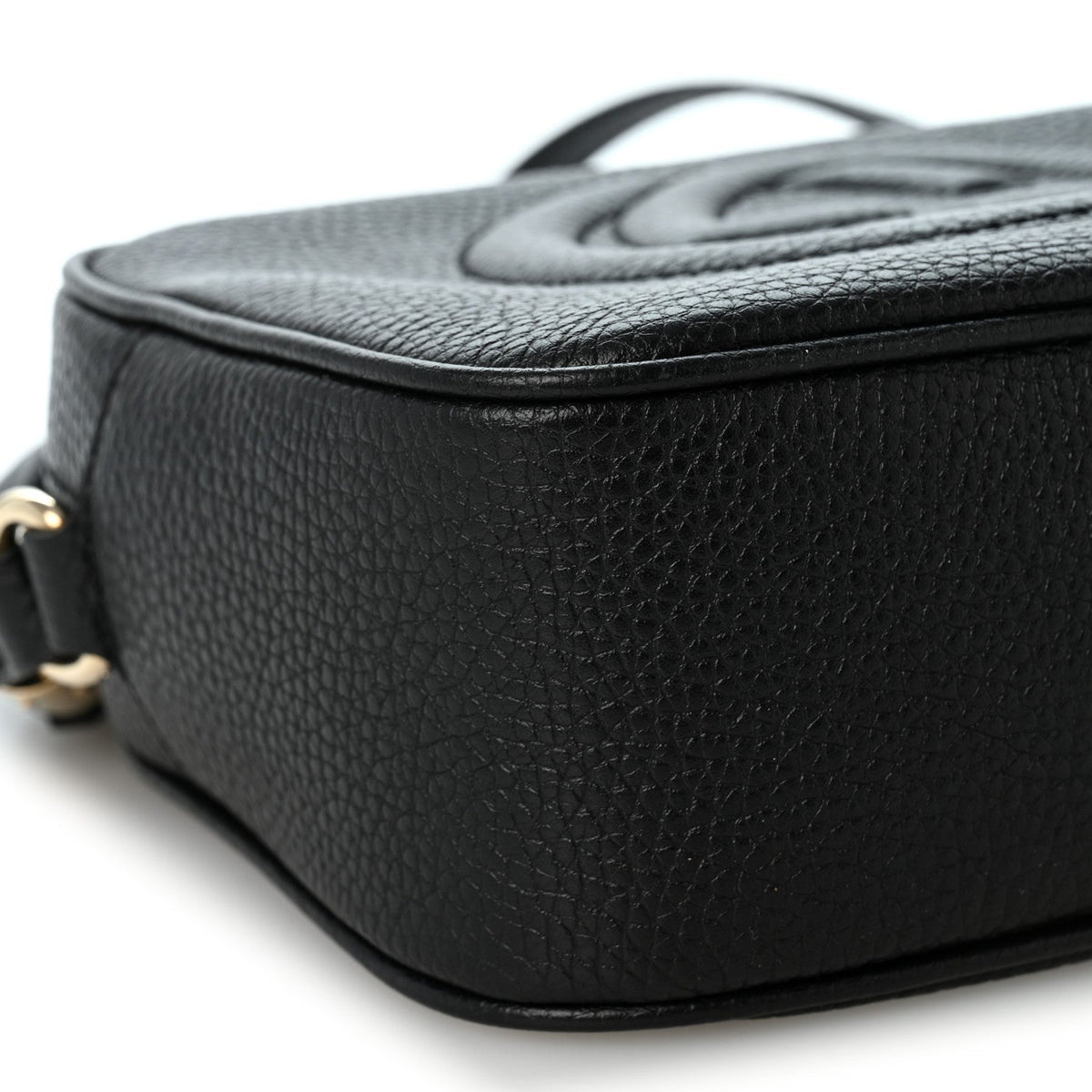 Pebbled Calfskin Small Soho Disco Bag Black