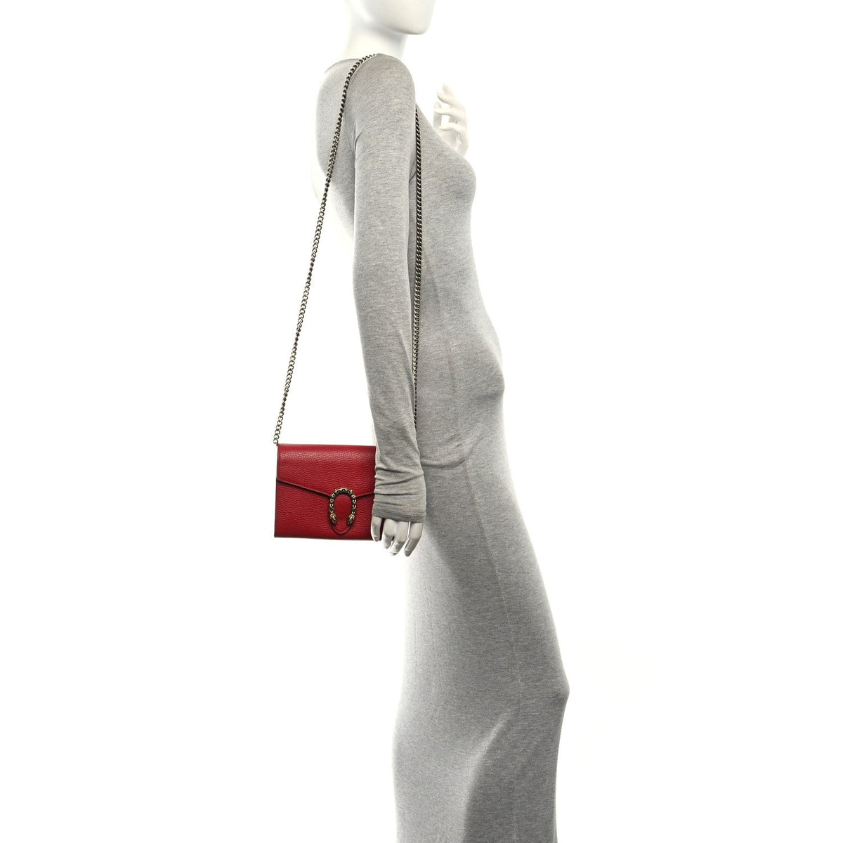 Calfskin Mini Dionysus Chain Wallet Hibiscus Red