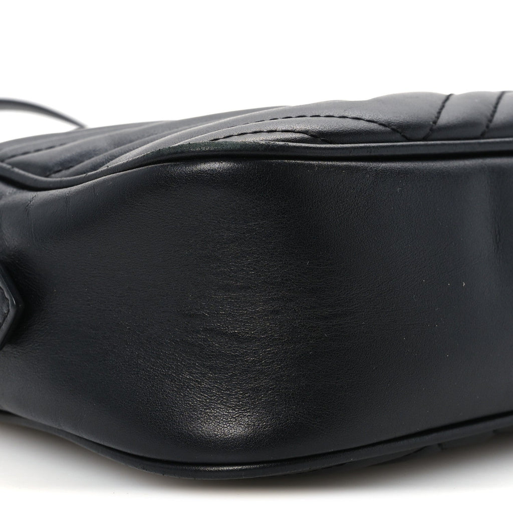 Calfskin Matelasse Small GG Marmont Chain Shoulder Bag Black