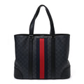 GG Supreme Monogram Web Tote Black Grey
