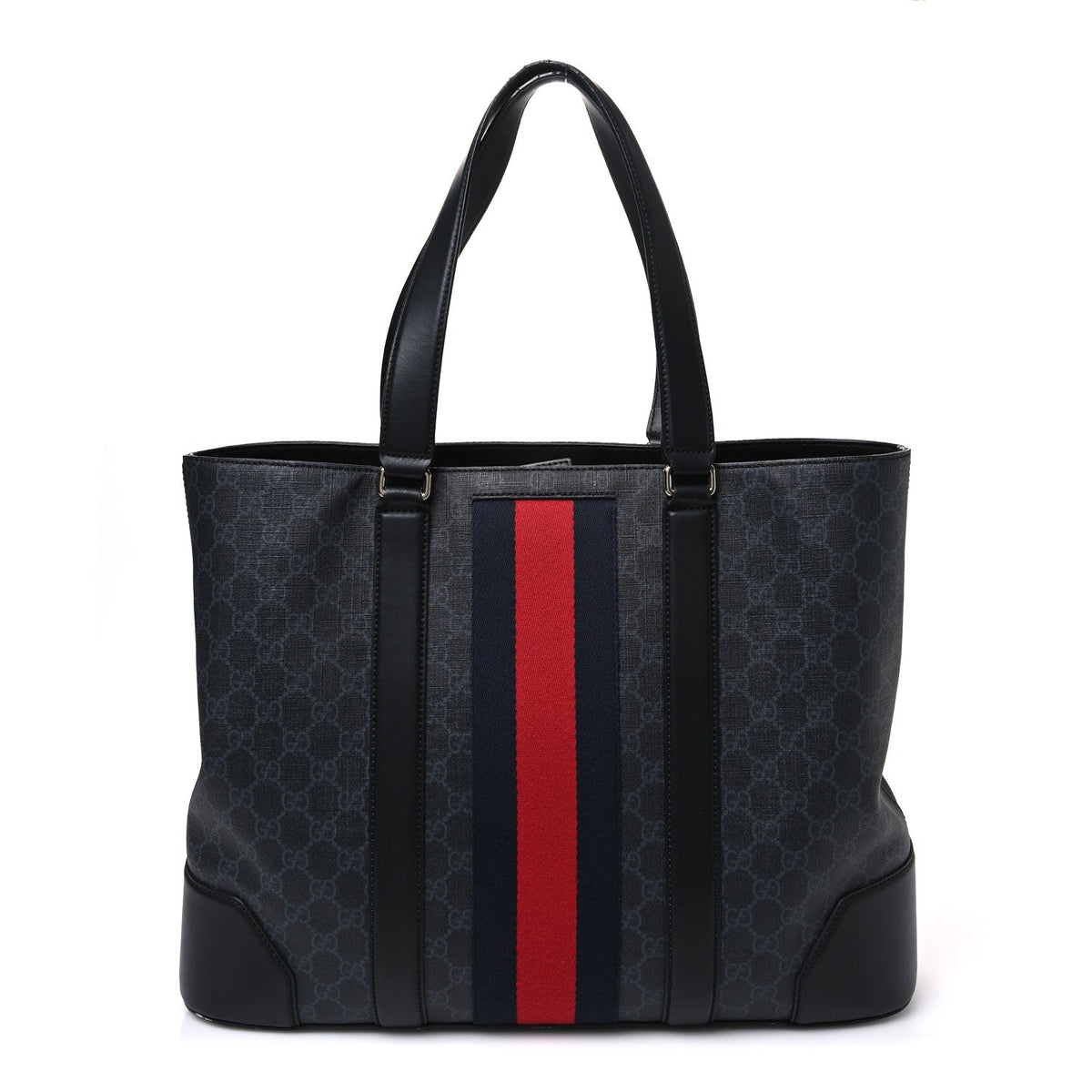 GG Supreme Monogram Web Tote Black Grey