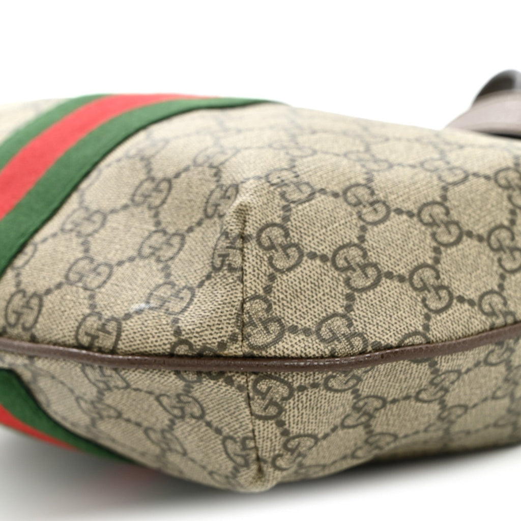 GG Supreme Monogram Web Small Ophidia Half Moon Hobo Brown