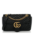 Calfskin Matelasse Small GG Marmont Shoulder Bag Black