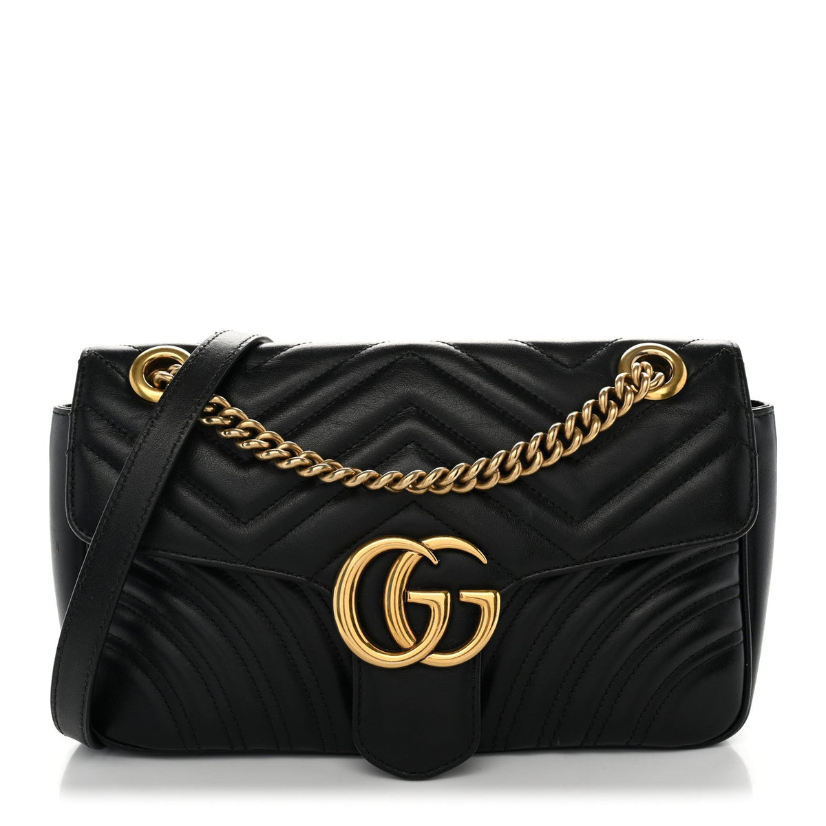Calfskin Matelasse Small GG Marmont Shoulder Bag Black