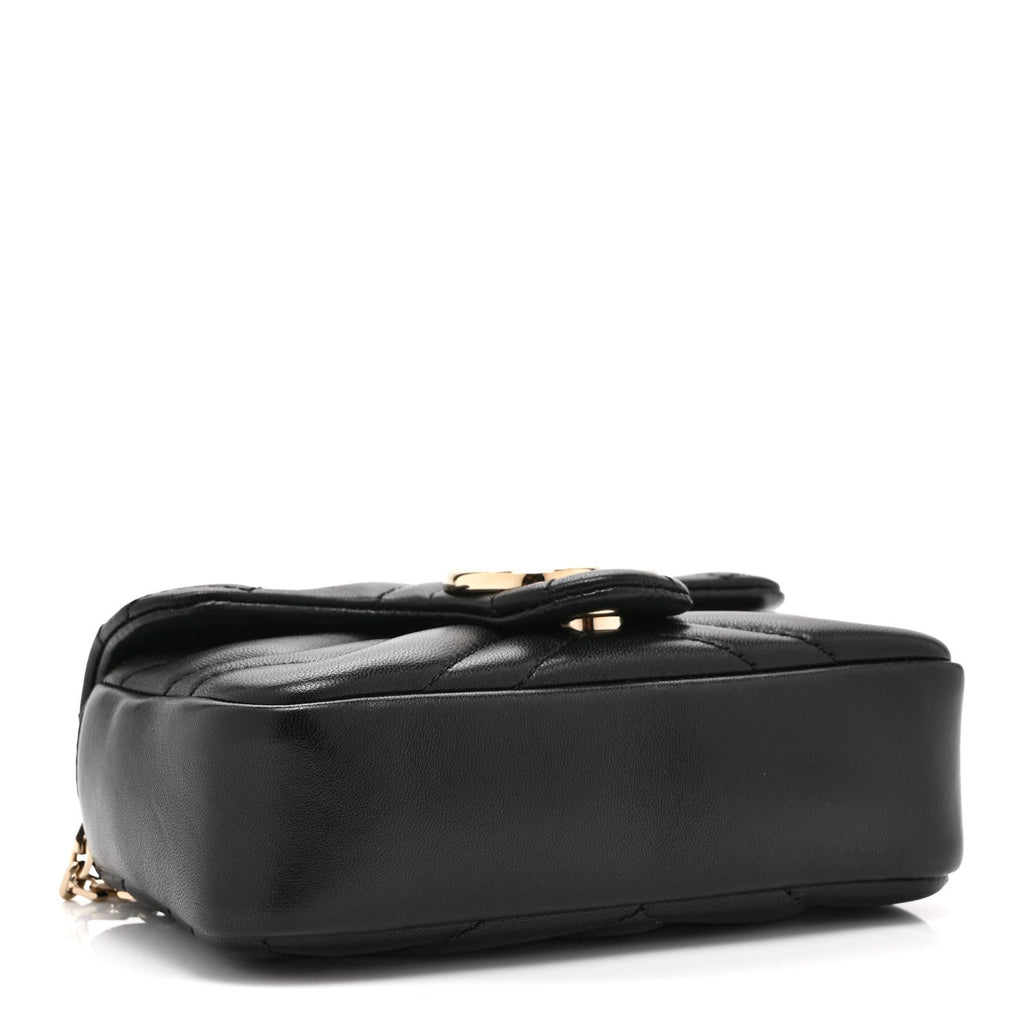 Lambskin Matelasse Mini GG Marmont Shoulder Bag Black