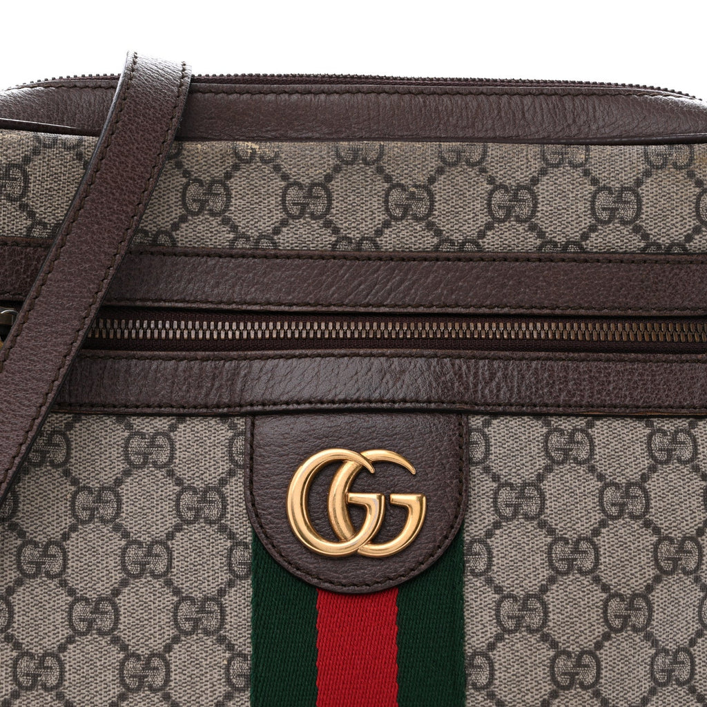 GG Supreme Monogram Web Medium Ophidia Messenger Bag Brown