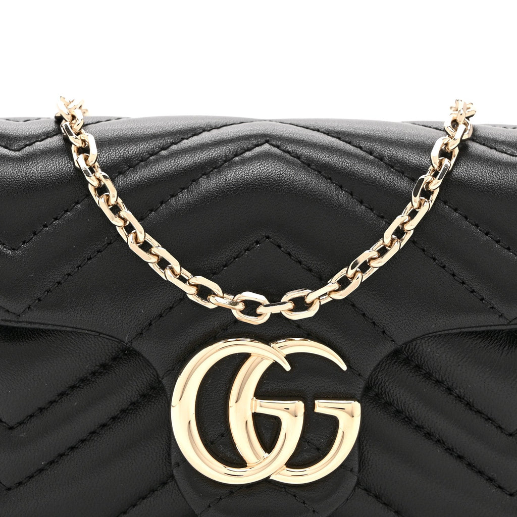 Lambskin Matelasse Mini GG Marmont Shoulder Bag Black