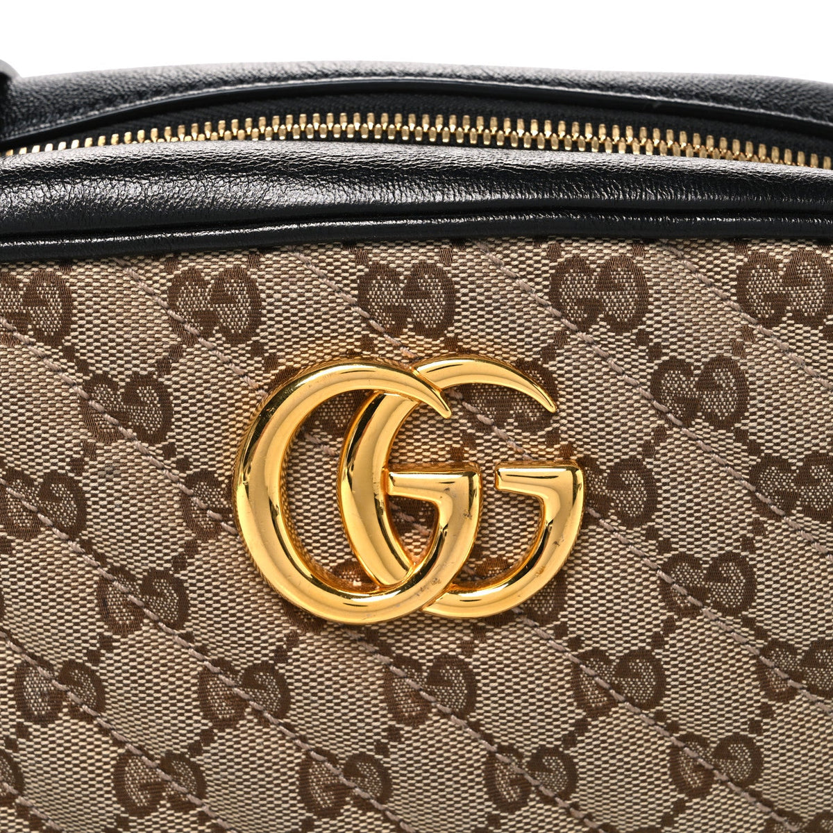 Monogram Matelasse Diagonal Small GG Marmont Chain Shoulder Bag Beige Black