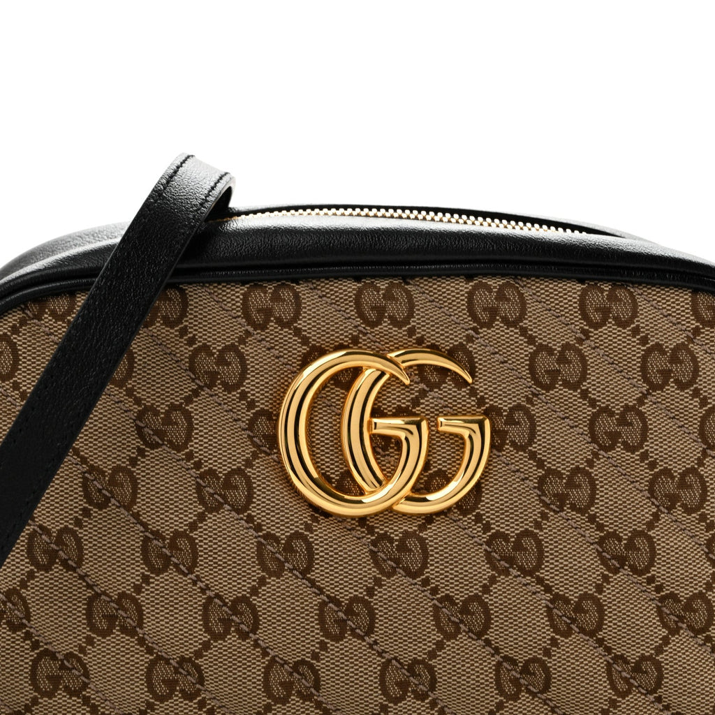 Monogram Matelasse Diagonal Small GG Marmont Chain Shoulder Bag Beige Black