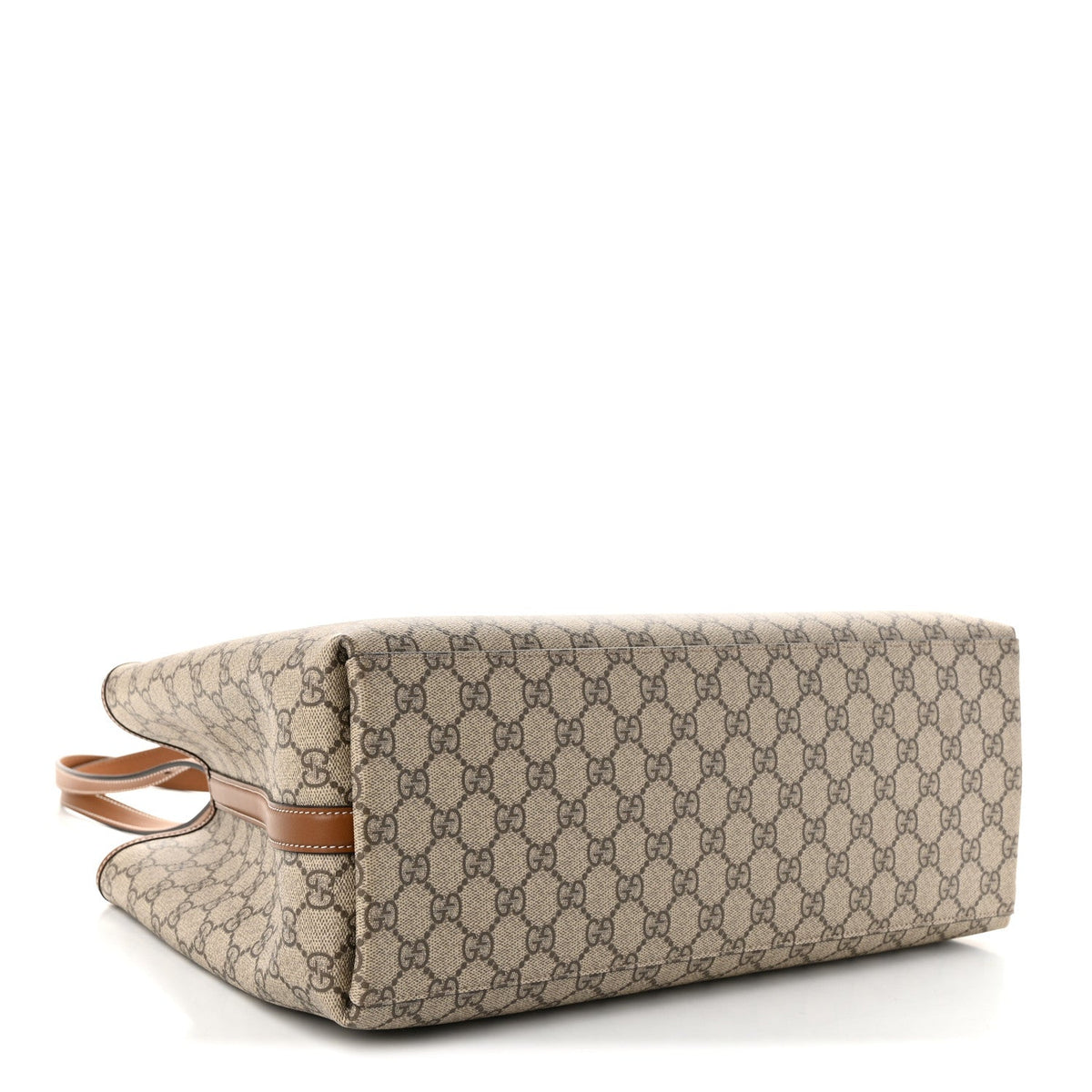 GG Supreme Monogram Emblem Large Tote Bag Beige Dark Brown