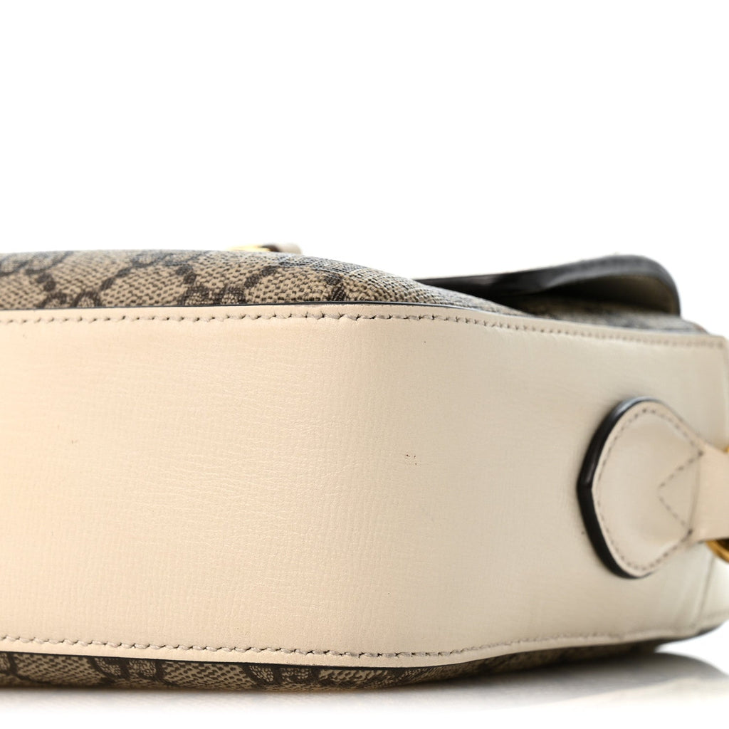 GG Supreme Monogram Small Horsebit 1955 Shoulder Bag Beige Mystic White