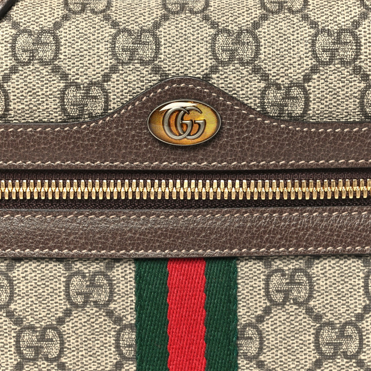GG Supreme Monogram Web Small Ophidia Shoulder Bag Brown