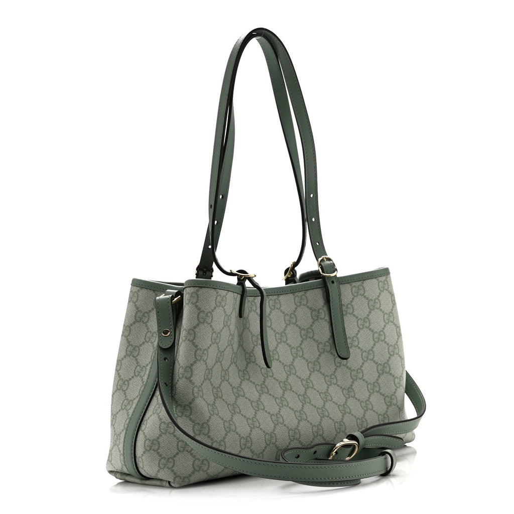 GG Supreme Monogram Emblem Medium Tote Bag Sage Green