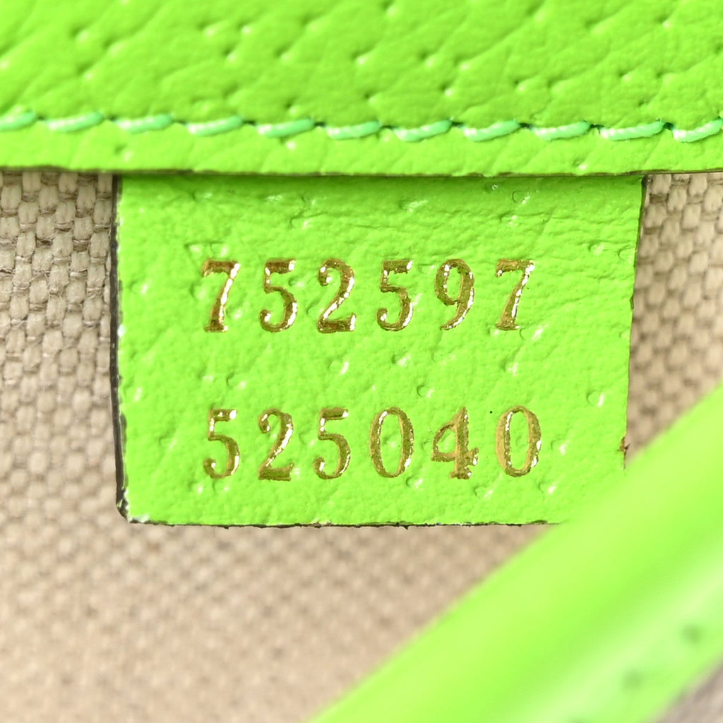 GG Supreme Monogram Web Small Ophidia Belt Bag Beige Ebony Electric Green