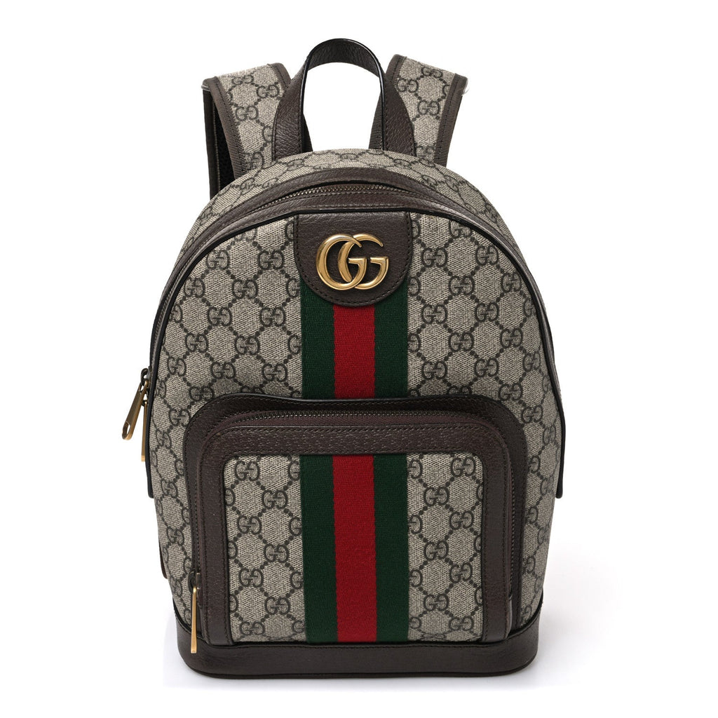 GG Supreme Monogram Calfskin Web Small Ophidia Day Backpack Beige Ebony New Acero