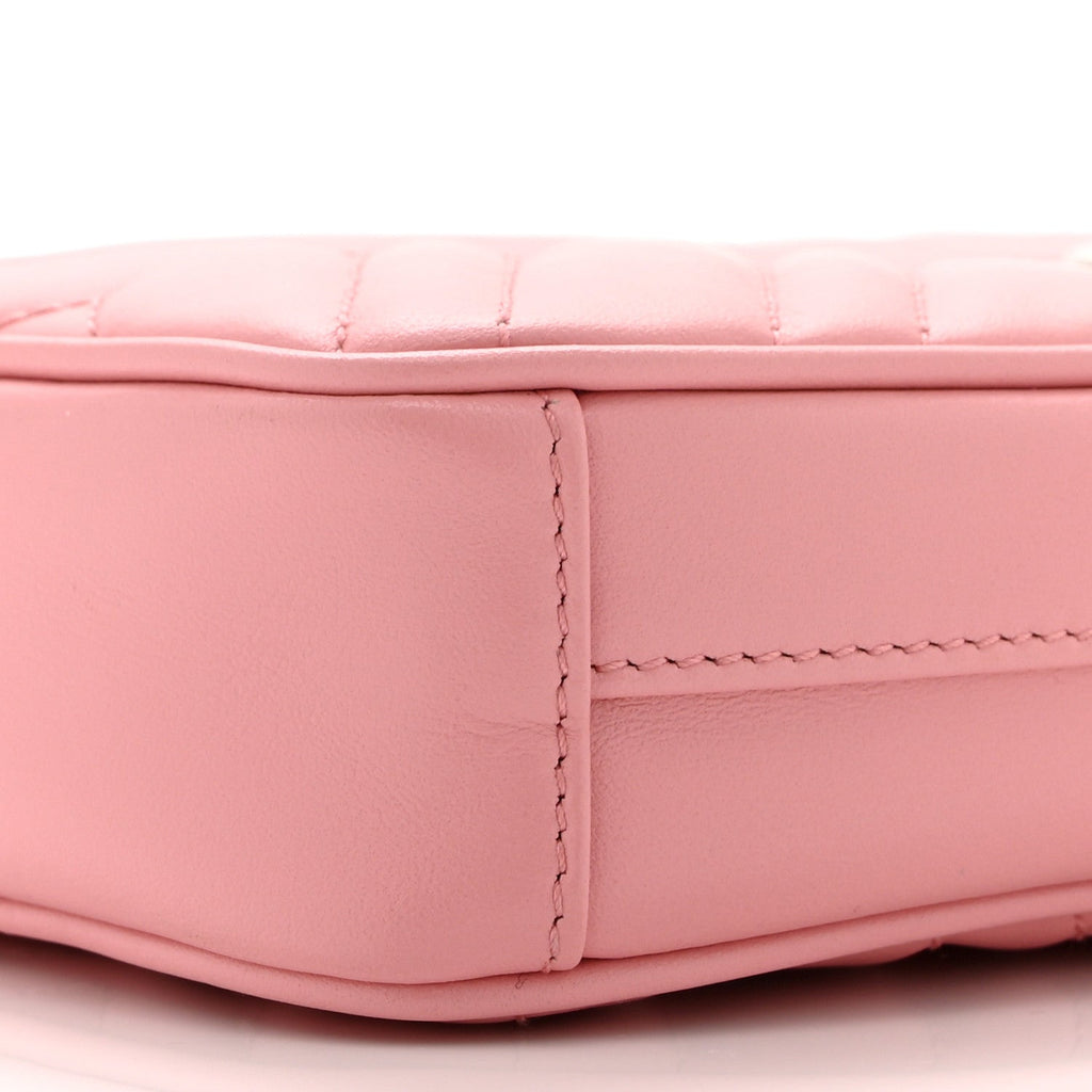 Calfskin Matelasse Mini GG Marmont Crossbody Bag Wild Rose