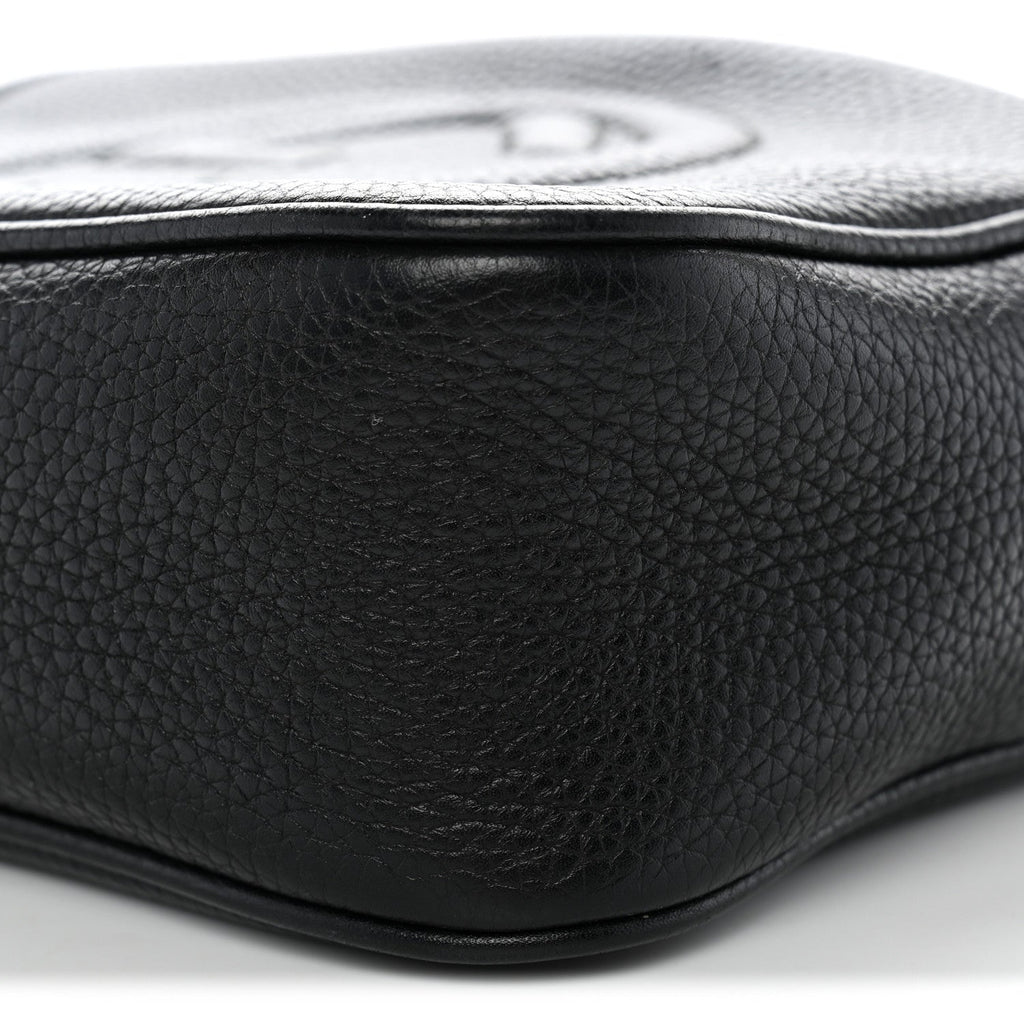 Pebbled Calfskin Small Soho Disco Bag Black