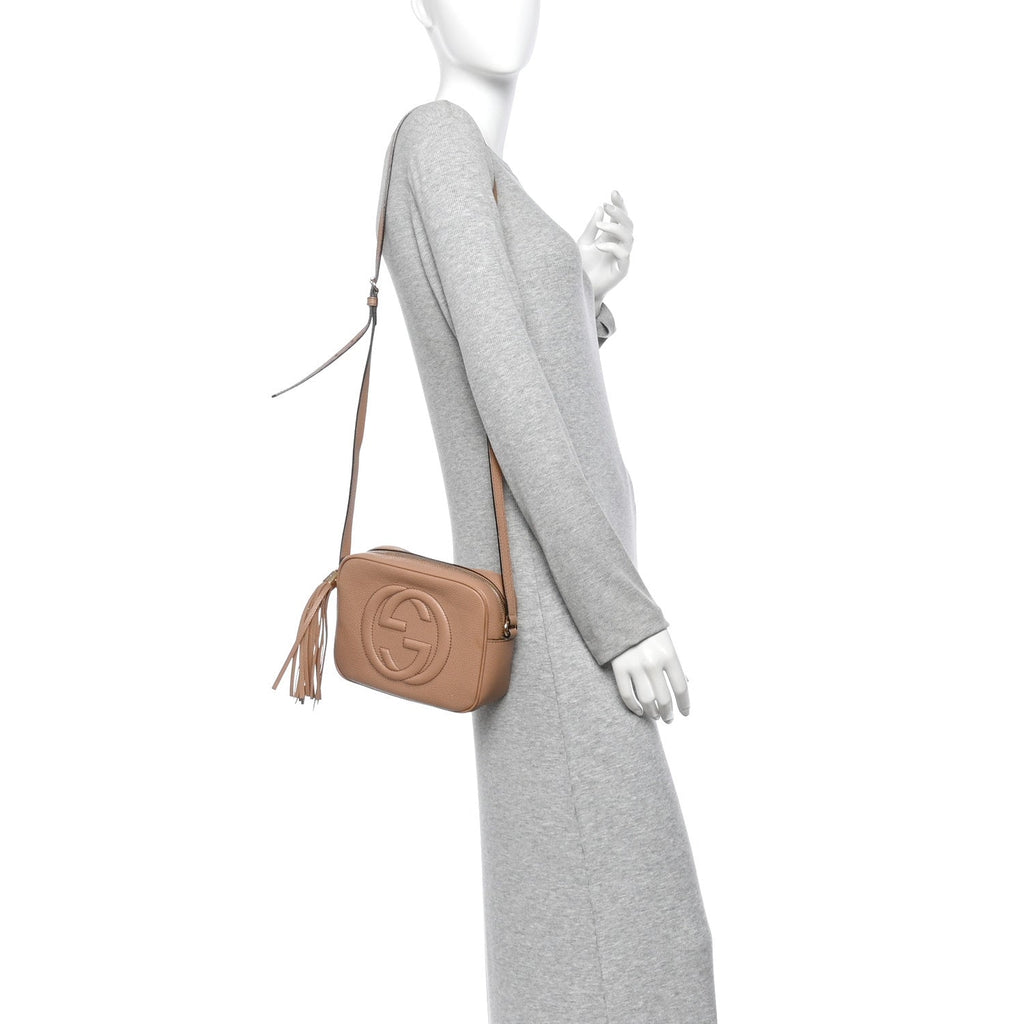 Pebbled Calfskin Small Soho Disco Bag Camelia