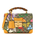 GG Supreme Monogram Flora Small Padlock Bamboo Shoulder Bag Beige Multicolor Crop