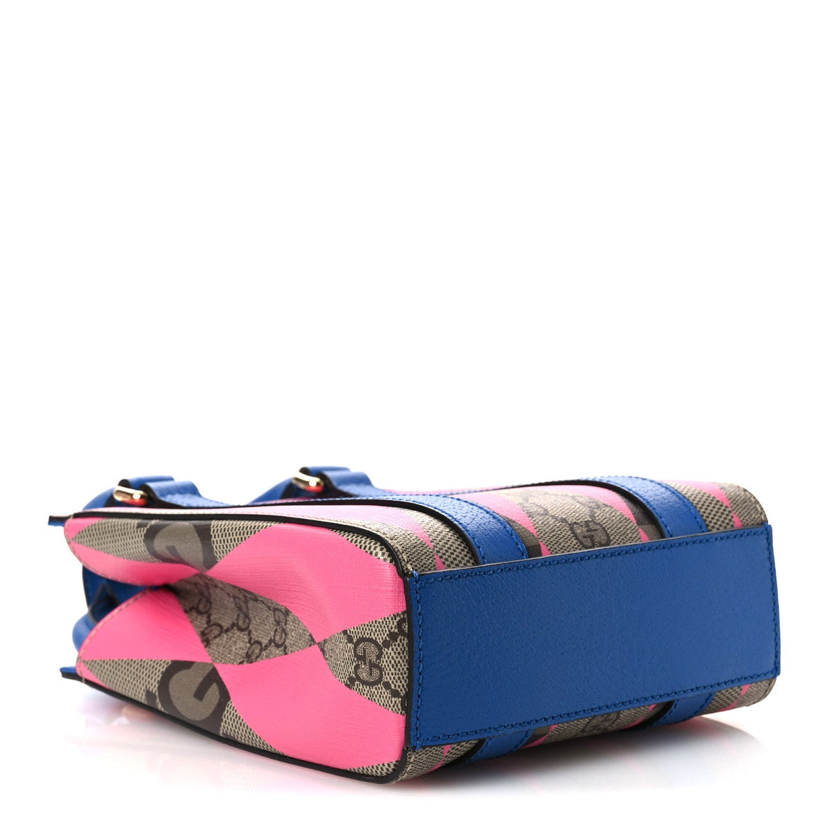 GG Supreme Monogram Textured Dollar Calfskin Rhombus Mini Tote Bag Beige Ebony Pink Blue