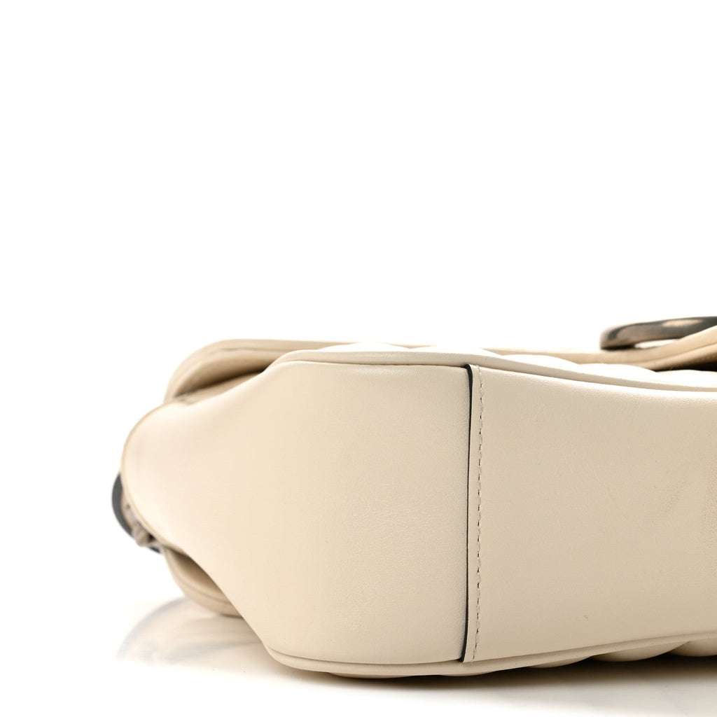Calfskin Matelasse Aria Small GG Marmont Shoulder Bag Mystic White