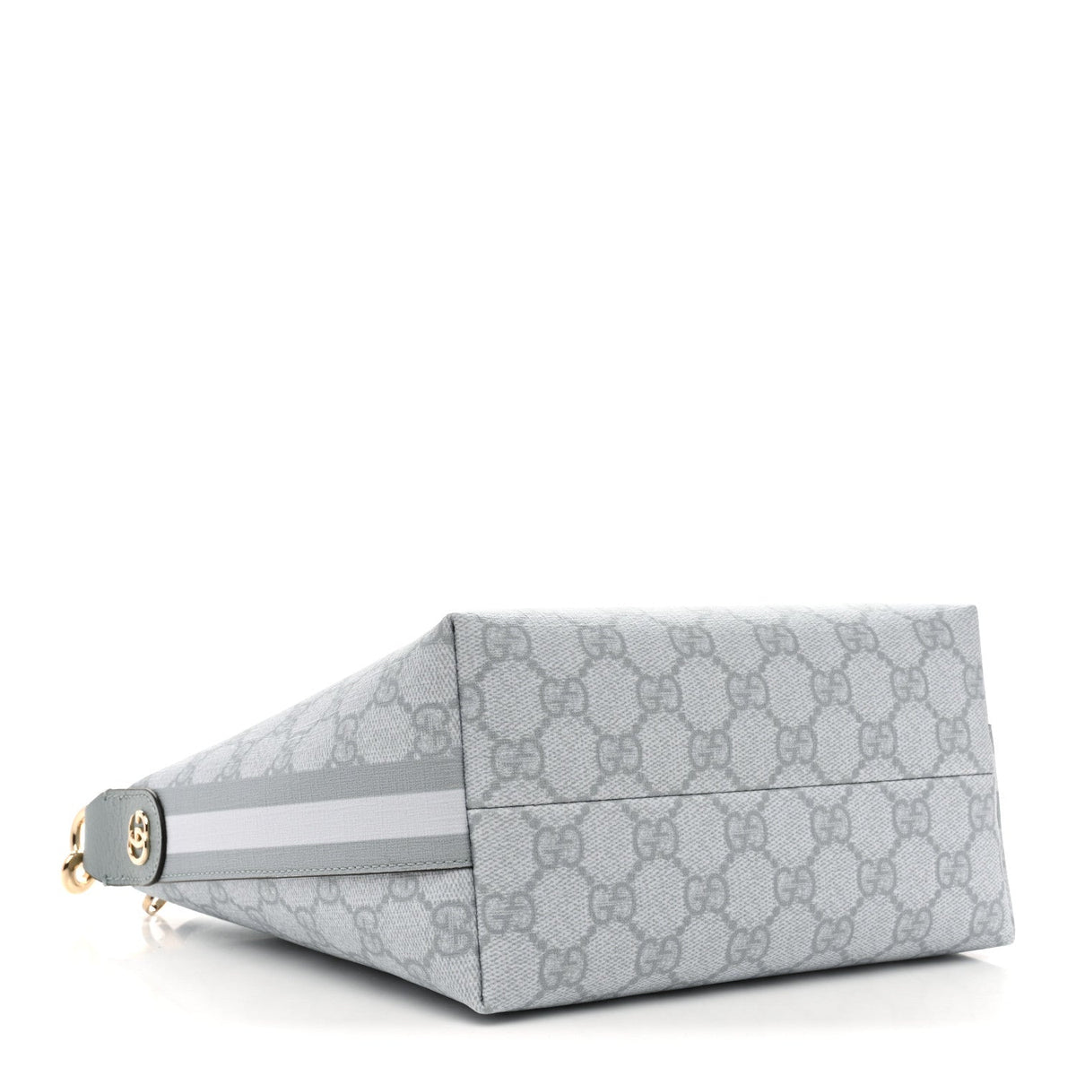 GG Supreme Monogram Textured Calfskin Web Super Mini Ophidia Shoulder Bag Light Blue