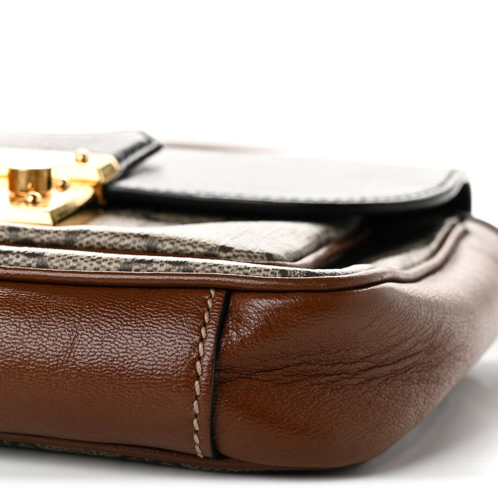 GG Supreme Monogram New Sakai Lux Calfskin Mini Padlock Flap Pocket Shoulder Bag Beige Ebony Black Cuir