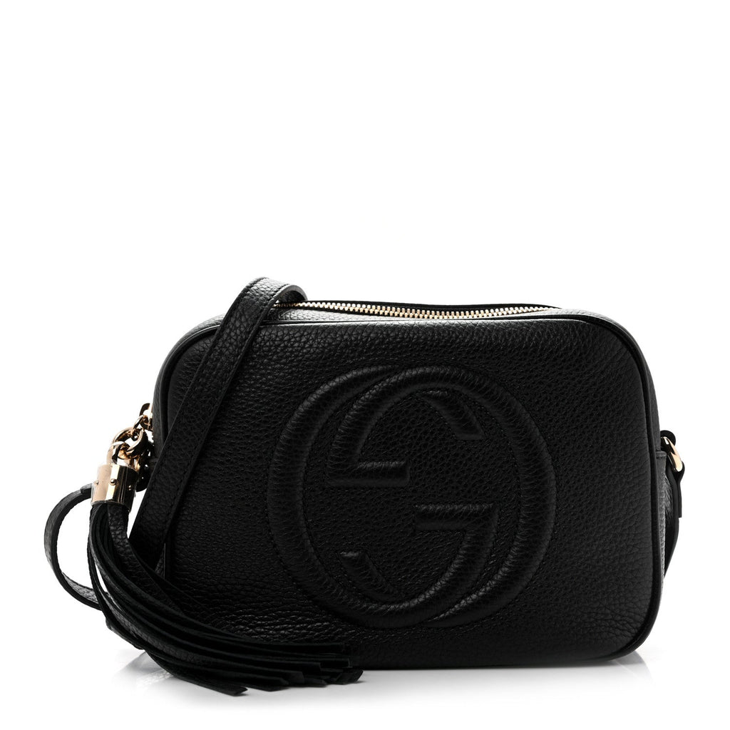 Pebbled Calfskin Small Soho Disco Bag Black