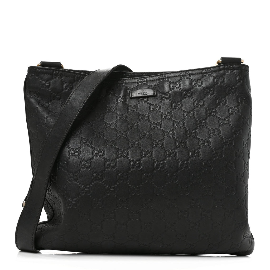 Guccissima Medium Flat Messenger Bag Black
